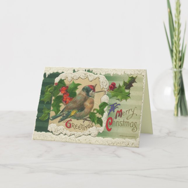 Tarjeta de Navidad del pájaro del Victorian (Anverso)