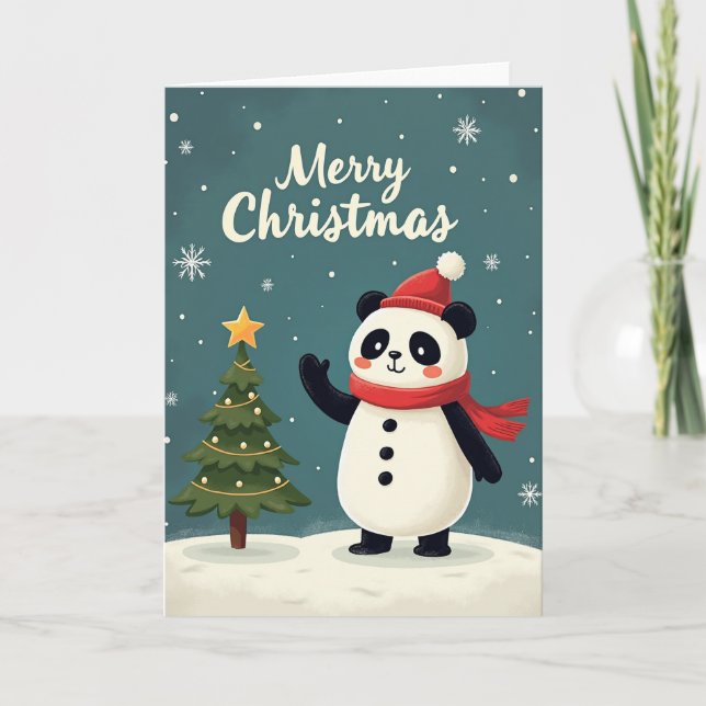 Tarjeta de Navidad del Panda (Anverso)