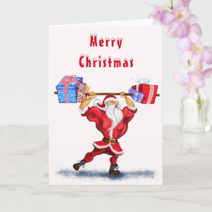 Tarjeta de Navidad del Papá Noel Fitness