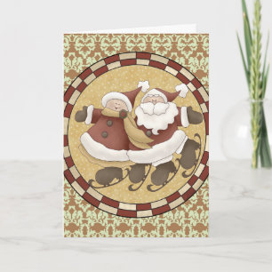 Tarjeta de Navidad del patinaje de hielo de Santa