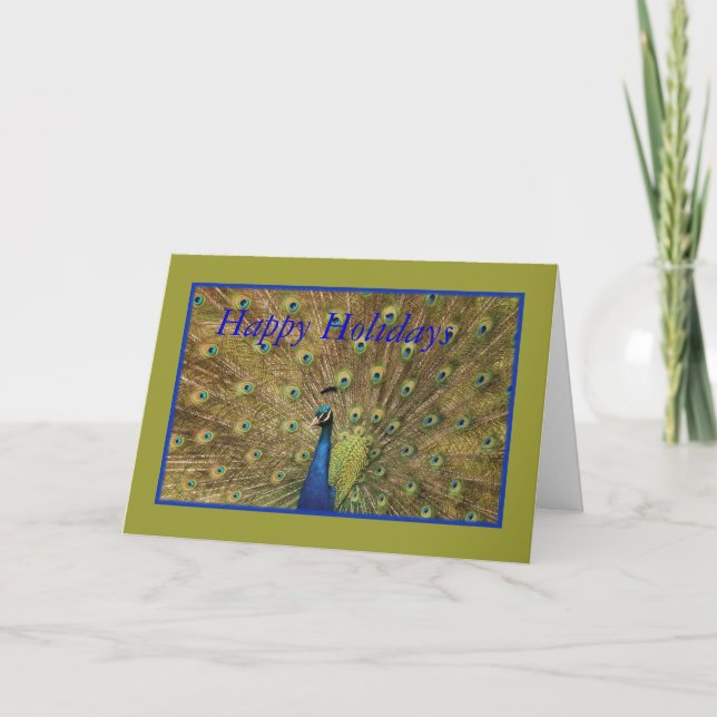 Tarjeta de Navidad del pavo real (Anverso)