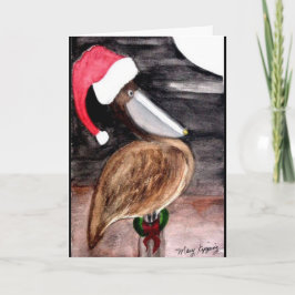 Tarjeta de Navidad del pelícano de Santa