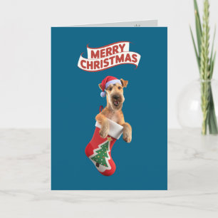 Tarjeta de Navidad del perro Airedale lindo