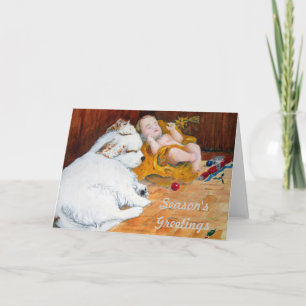 Tarjeta de Navidad del perro de aguas de Clumber