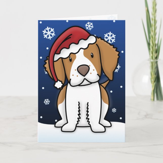 Tarjeta de Navidad del perro de aguas de Kawaii (Anverso)