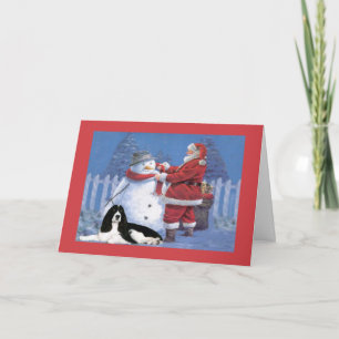 Tarjeta de Navidad del perro de aguas de saltador