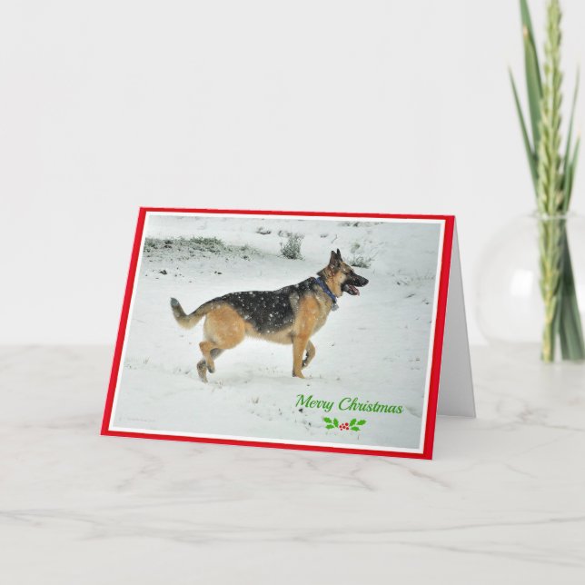 Tarjeta de Navidad del perro de pastor alemán (Anverso)