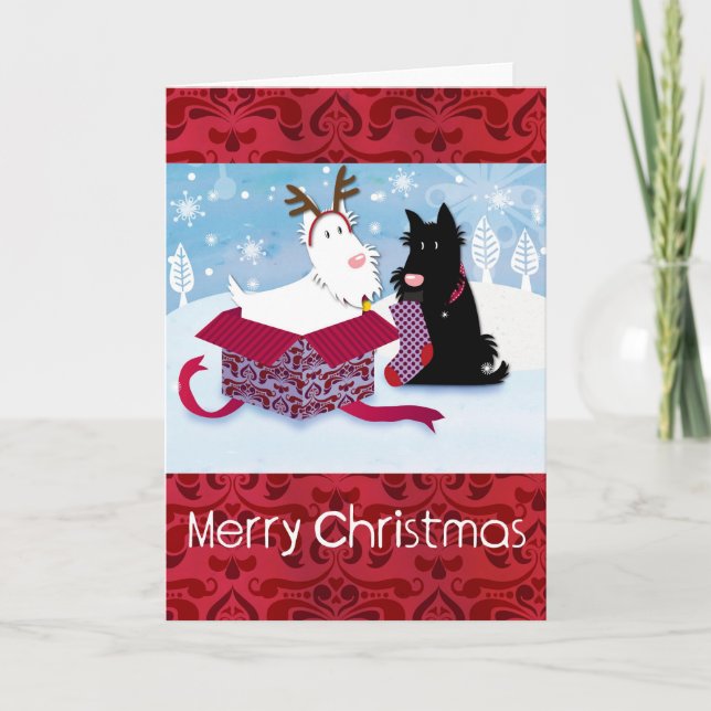 Tarjeta de Navidad del perro de Scotty (Anverso)