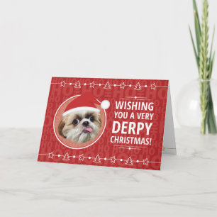 Tarjeta de Navidad del perro del tzu de Derpy shih