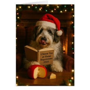 Tarjeta de Navidad del perro pastor inglés antiguo