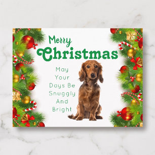 Tarjeta de Navidad del perro salchicha