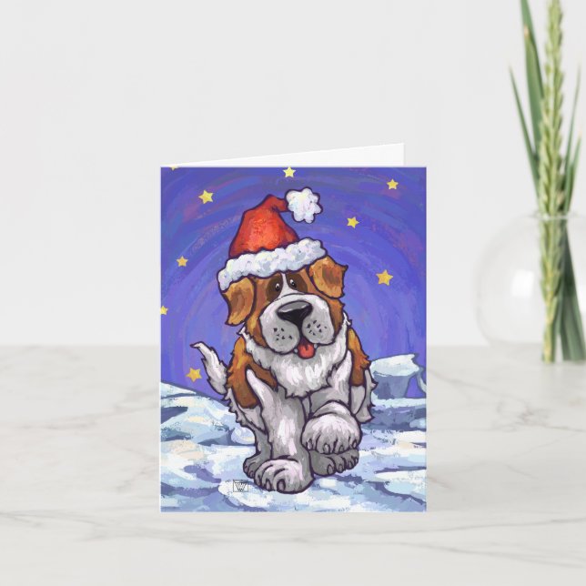 Tarjeta de Navidad del perro San Bernardo (Anverso)