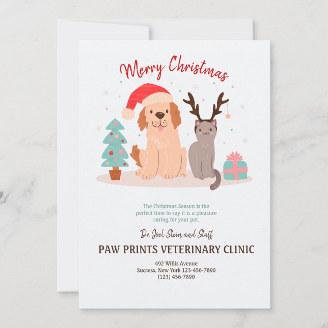 Tarjeta de Navidad del perro y del gato (Anverso)