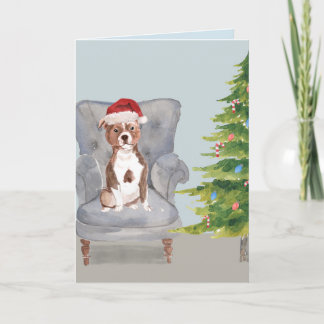 Tarjeta de Navidad del pitbull, tarjeta del día de