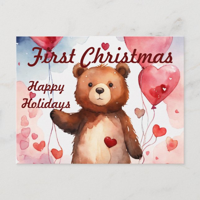 Tarjeta de Navidad del primer bebé moderno (Anverso)