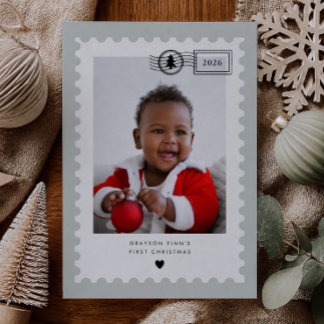 Tarjeta de Navidad del primer cumpleaños de bebé c