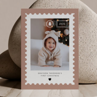 Tarjeta de Navidad del primer cumpleaños de bebé c