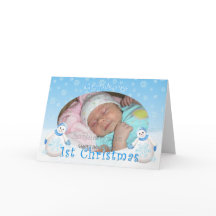 Tarjeta de Navidad del primer cumpleaños del nieto