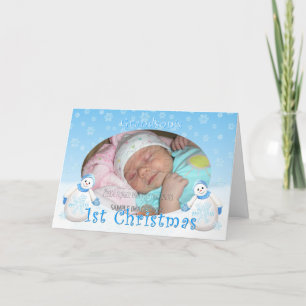 Tarjeta de Navidad del primer cumpleaños del nieto