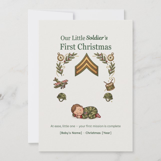 Tarjeta de Navidad del primer cumpleaños del peque (Anverso)