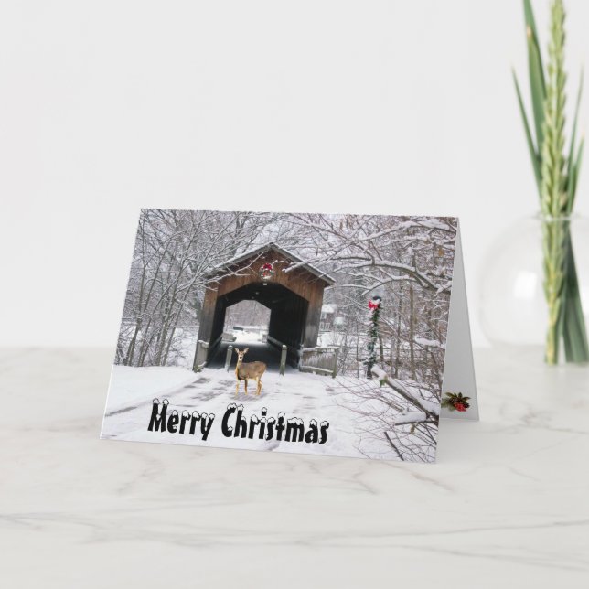 Tarjeta de Navidad del puente cubierto (Anverso)