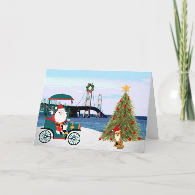 Tarjeta de Navidad del puente de Mackinac (Anverso)