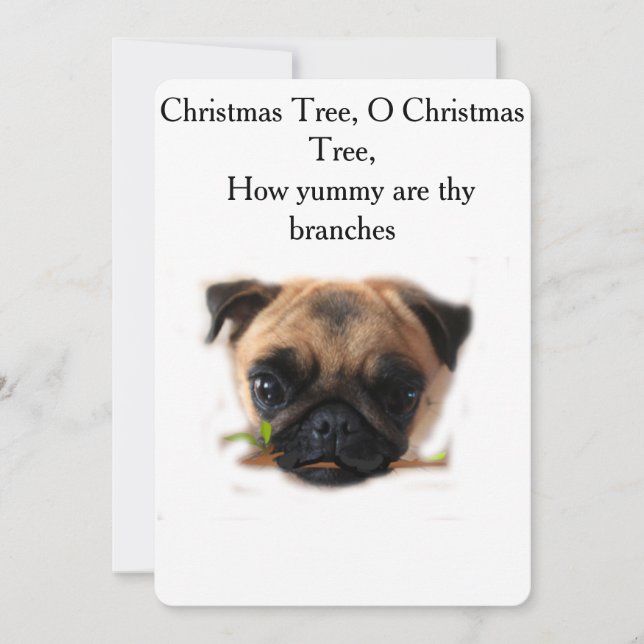 Tarjeta de Navidad del Pug de las Vacaciones (Anverso)