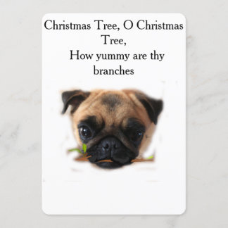 Tarjeta de Navidad del Pug de vacaciones