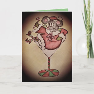 Tarjeta de Navidad del ratón de cóctel divertido