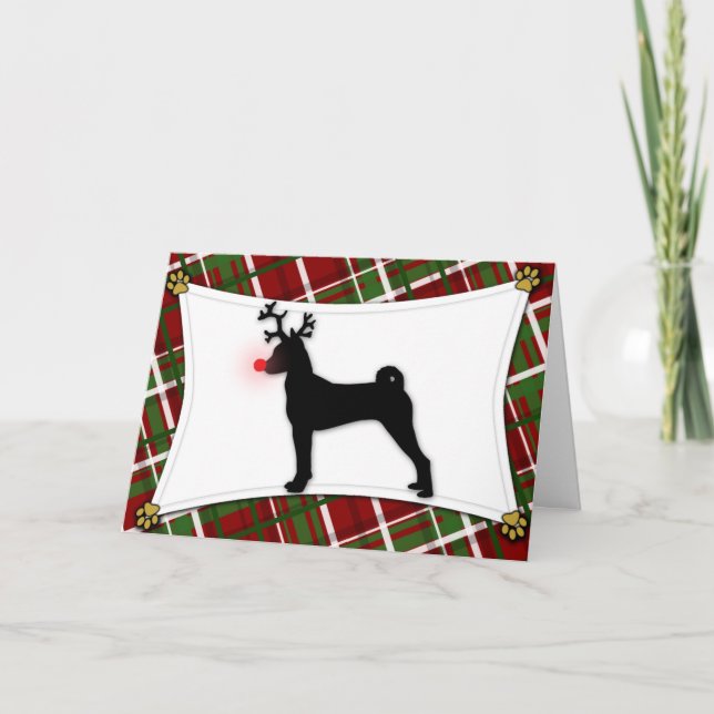 Tarjeta de Navidad del reno de Basenji (Anverso)