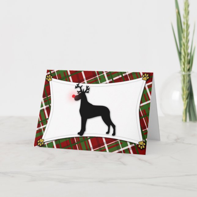 Tarjeta de Navidad del reno de great dane (Anverso)