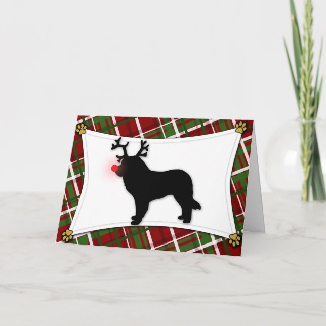 Tarjeta de Navidad del reno de Leonberger (Anverso)