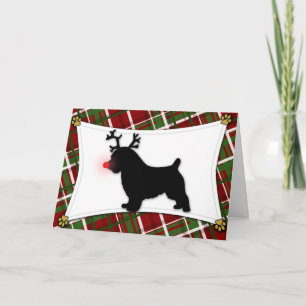 Tarjeta de Navidad del reno de Norfolk Terrier