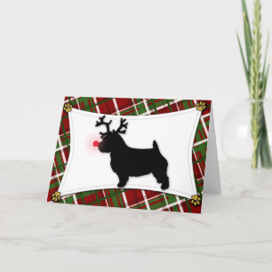 Tarjeta de Navidad del reno de Norwich Terrier