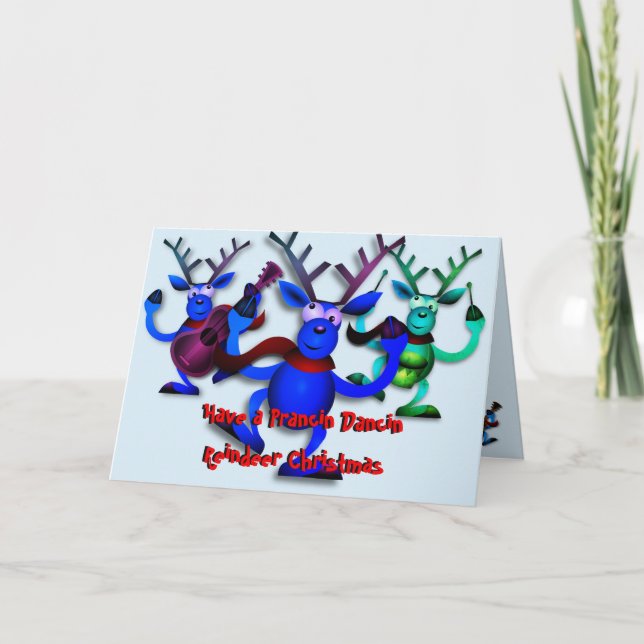 Tarjeta de Navidad del reno de Prancin Dancin (Anverso)