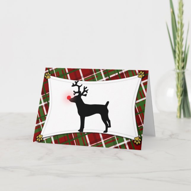 Tarjeta de Navidad del reno de Terrier de rata (Anverso)