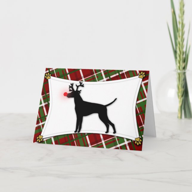 Tarjeta de Navidad del reno de Vizsla (Anverso)