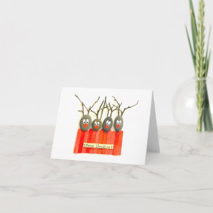 Tarjeta de Navidad del reno del arte del guijarro