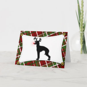 Tarjeta de Navidad del reno del galgo italiano