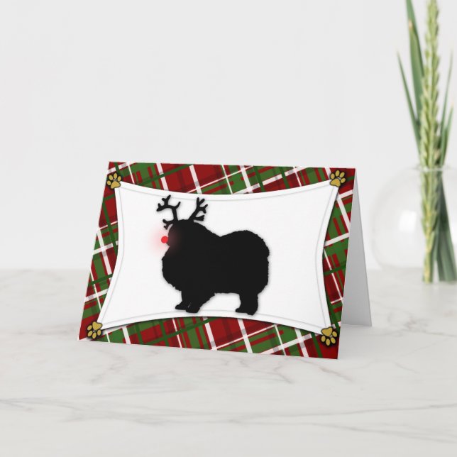 Tarjeta de Navidad del reno del Keeshond (Anverso)
