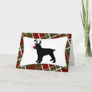 Tarjeta de Navidad del reno del perro de aguas de