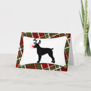 Tarjeta de Navidad del reno del perro de aguas de