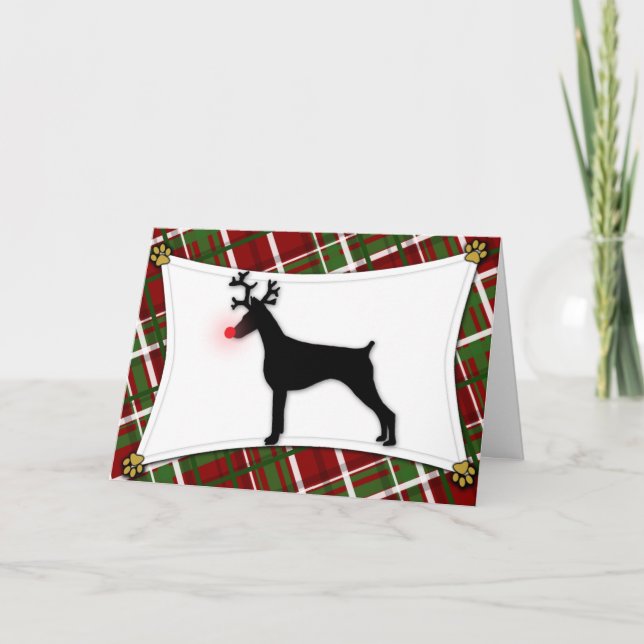 Tarjeta de Navidad del reno del Pinscher del (Anverso)