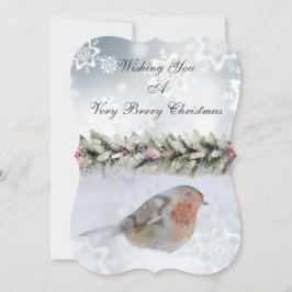 Tarjeta de Navidad del Robin de Invierno Nevado