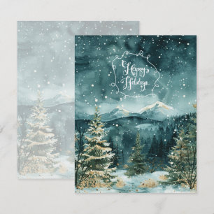 Tarjeta de Navidad del Sereno Paisaje Nevado de Mo
