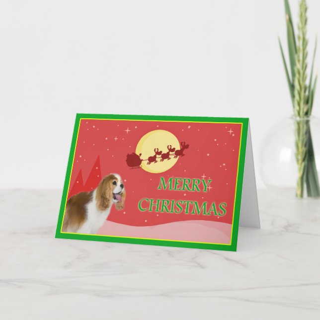 Tarjeta de Navidad del Spaniel Cavalier King Charl (Anverso)