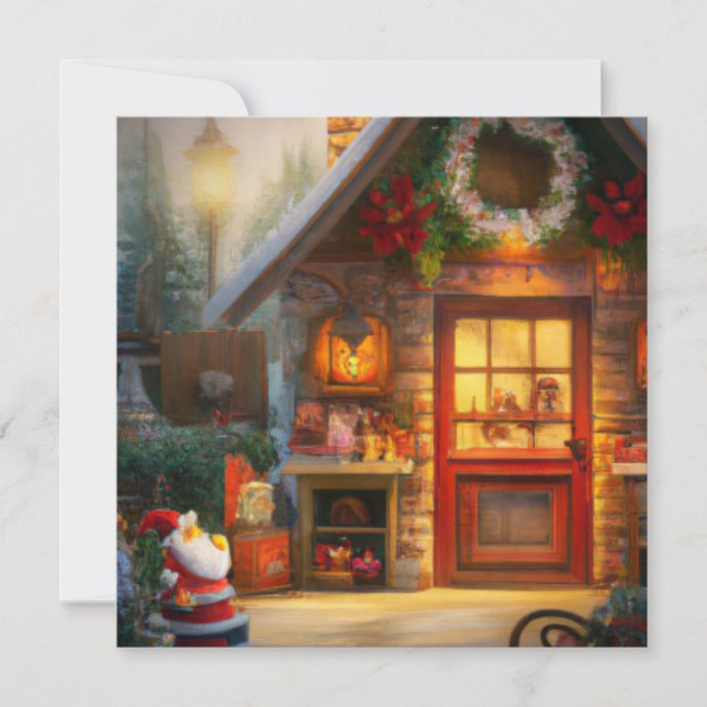 Tarjeta de Navidad del taller de Santa (Anverso)