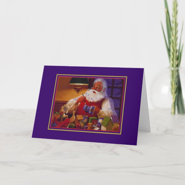 Tarjeta de Navidad del taller de Santa (Anverso)