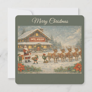 Tarjeta de Navidad del taller de Santa