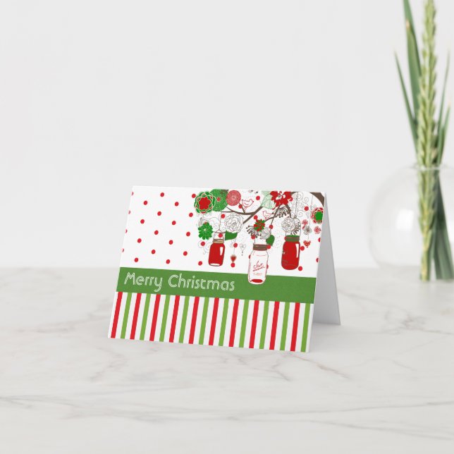Tarjeta de Navidad del tarro de albañil del (Anverso)
